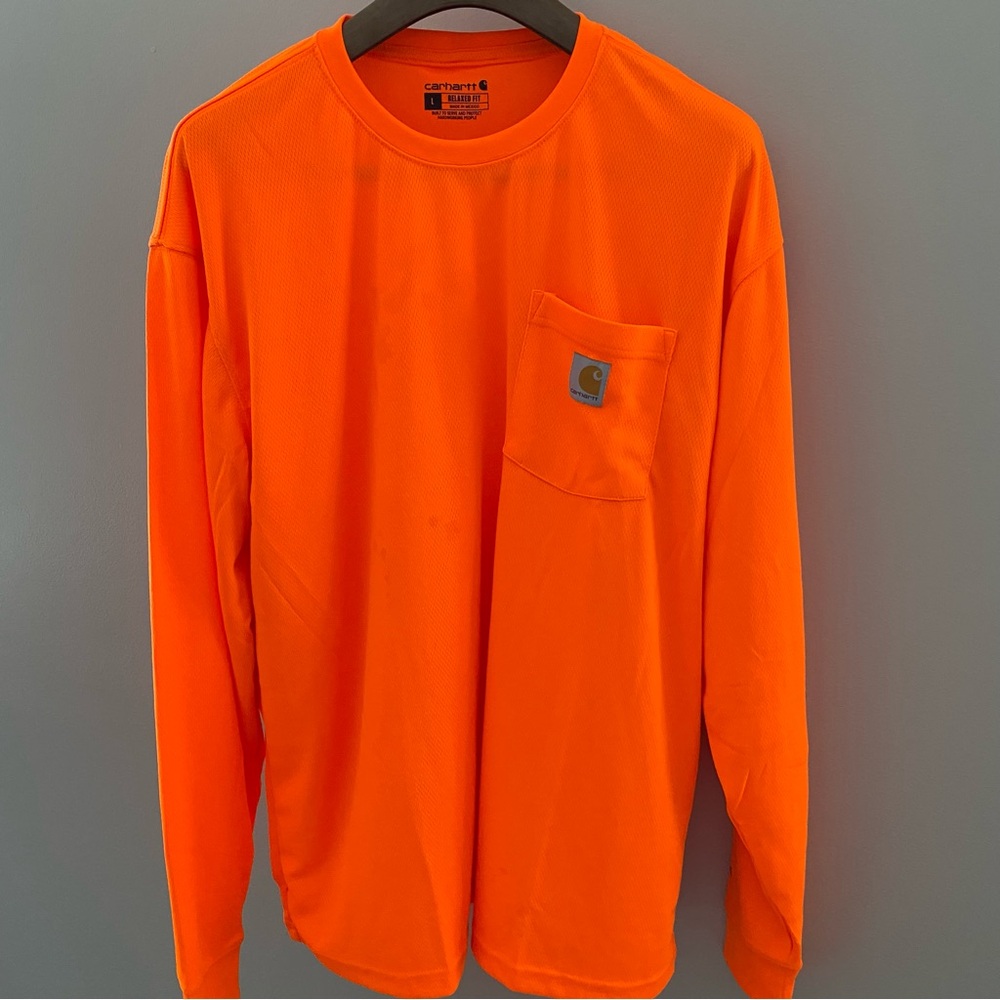 Carhartt Bright Orange Crew Neck Relaxed Fit Shirt sz L